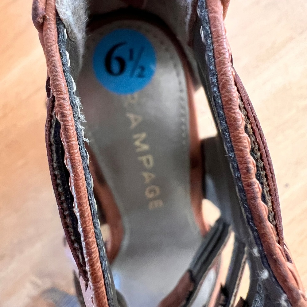 Rampage Womens Gladiator Wedge Sandals Cognac Brown Lace Strappy Shoes NEW 6.5 - Picture 9 of 10